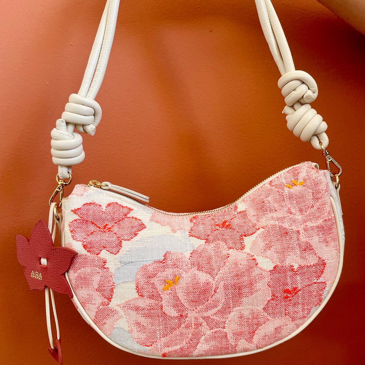 AIKO BAG Pink Spring Peonies from Japanese Obi Sash