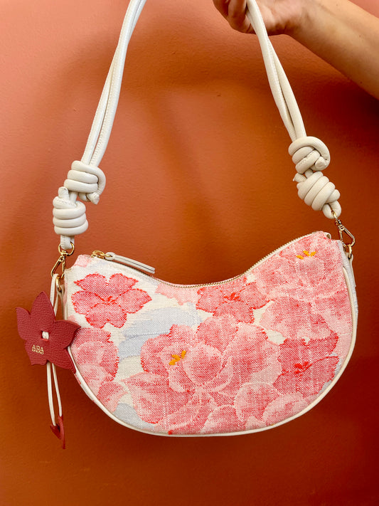 AIKO BAG Pink Spring Peonies from Japanese Obi Sash
