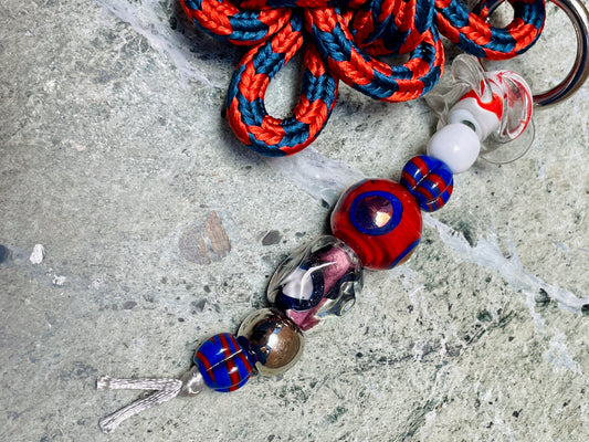 Obijime Bag Charm Burnt Orange & Blue