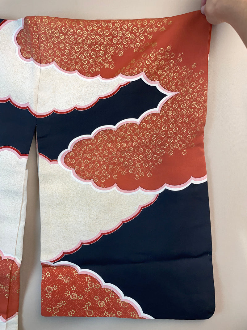 Haori Black and Pink Clouds