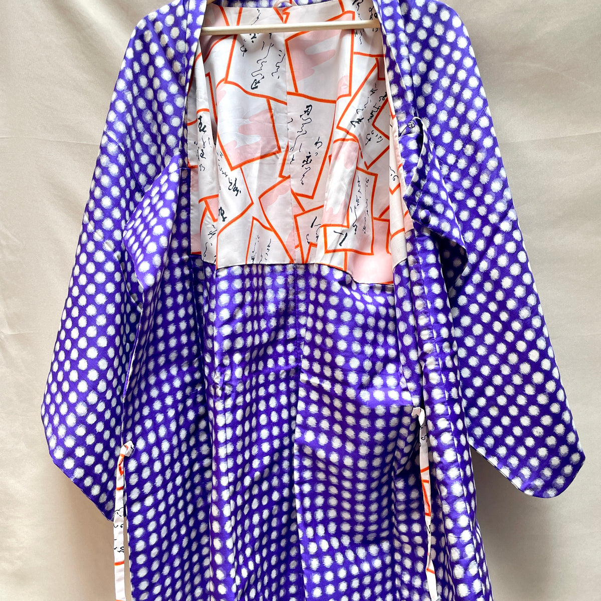 Michiyuki Jacket Antique Polka Dots in Purple in Tsumugi Silk