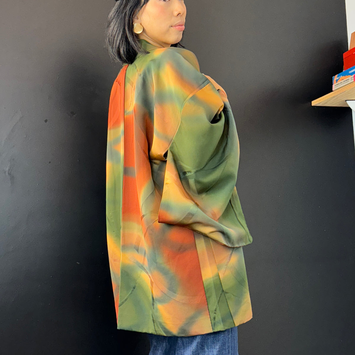 Haori Earth Tones Green Brown in Silk