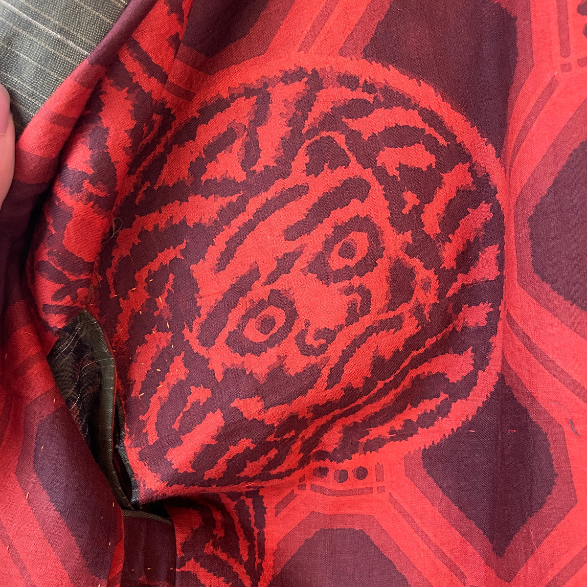 Haori Meisen Moss Green with Daruma Red Interior in Silk