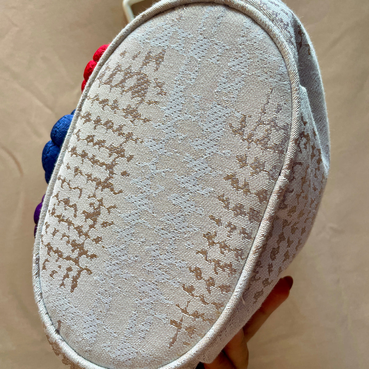 Japanese Handbag with Chirimen Flowers in Kimono Fabric