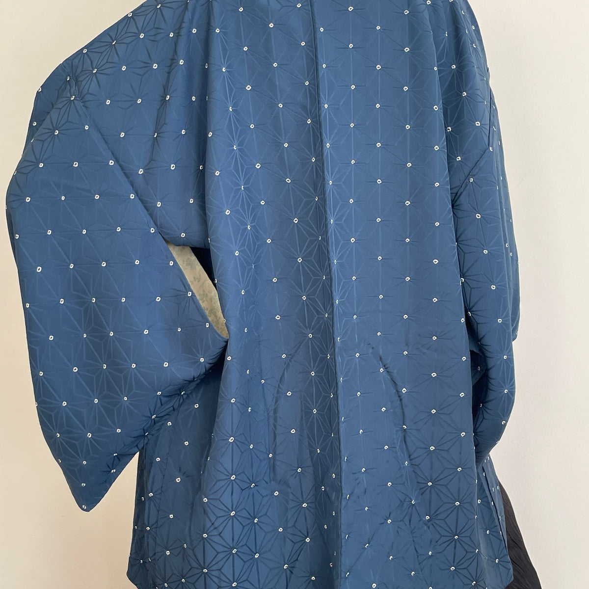 Haori Asahona Pattern in Dark Blue Silk