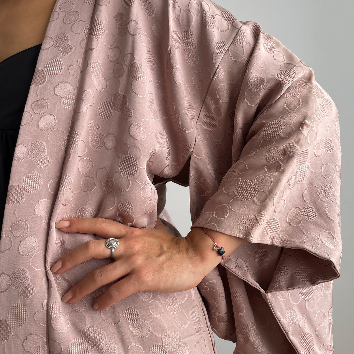 Haori Mauve Lavander with Bubbles Texture in Silk