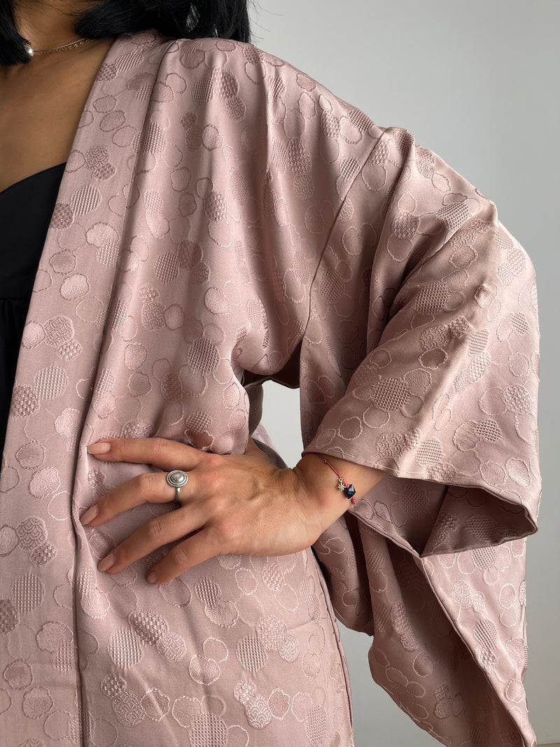 Haori Mauve Lavander with Bubbles Texture in Silk