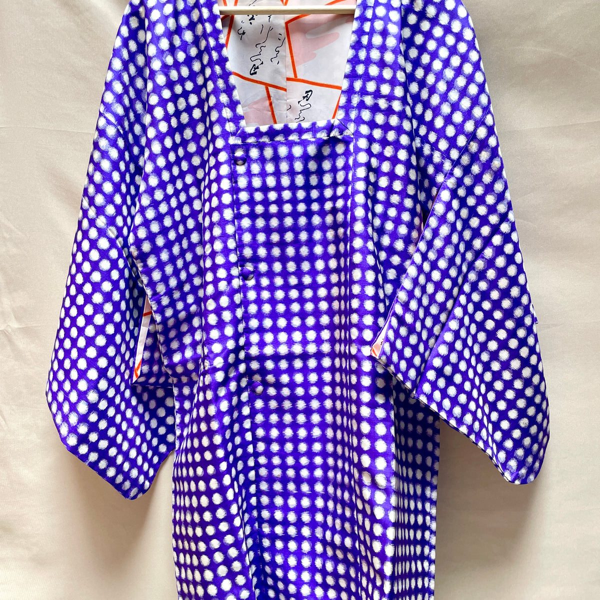 Michiyuki Jacket Antique Polka Dots in Purple in Tsumugi Silk