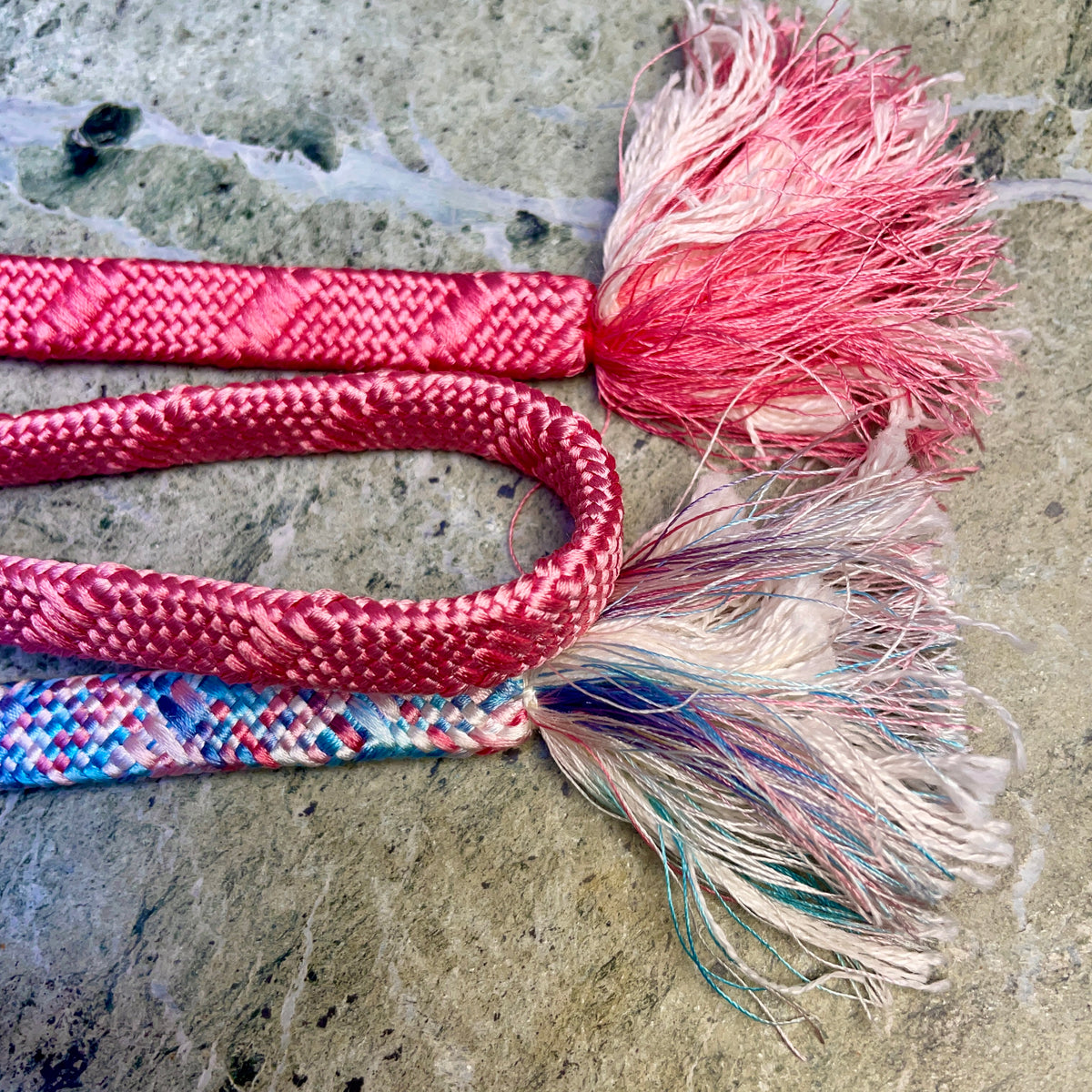 Obijime Belt Flat Blue and Pink Ombre in Silk