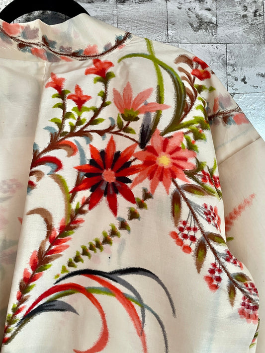 Haori Meisen Antique Flowers in Silk