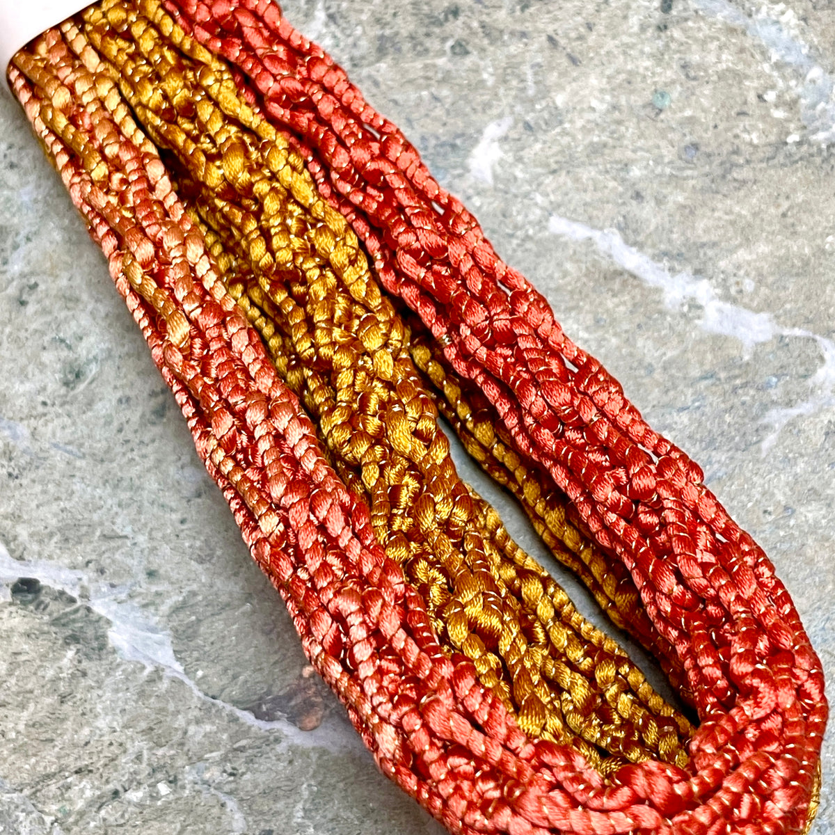 Obijime Round Braid Ombre Gold And Salmon Tones in Silk