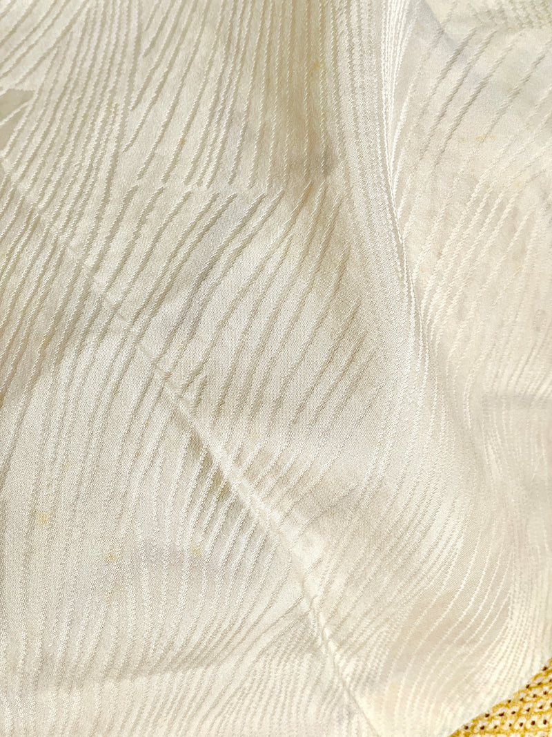Haori Shibori Yellow with Chocolate Lines in Silk