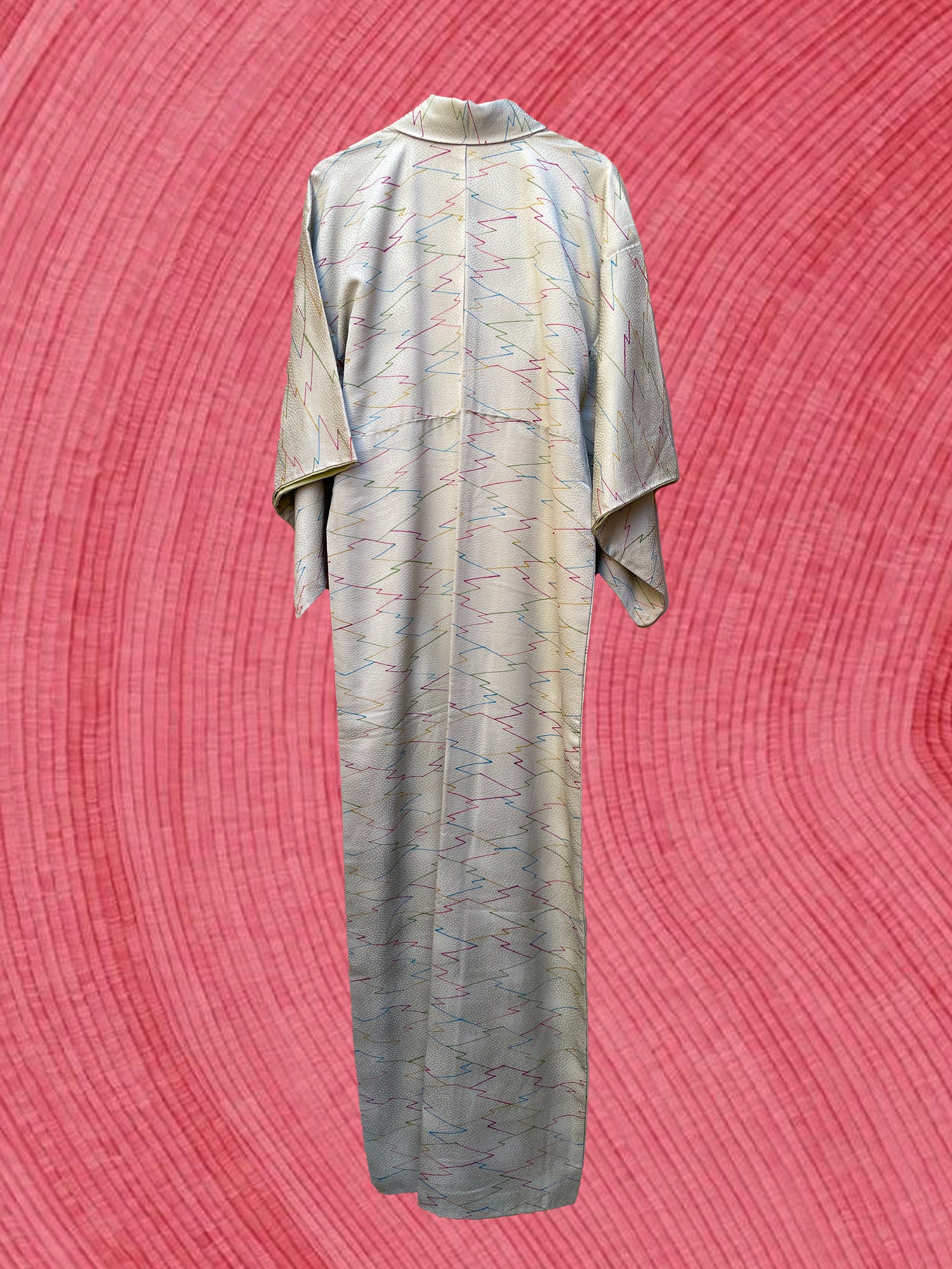 Kimono Light Ice Blue with Colored Lines