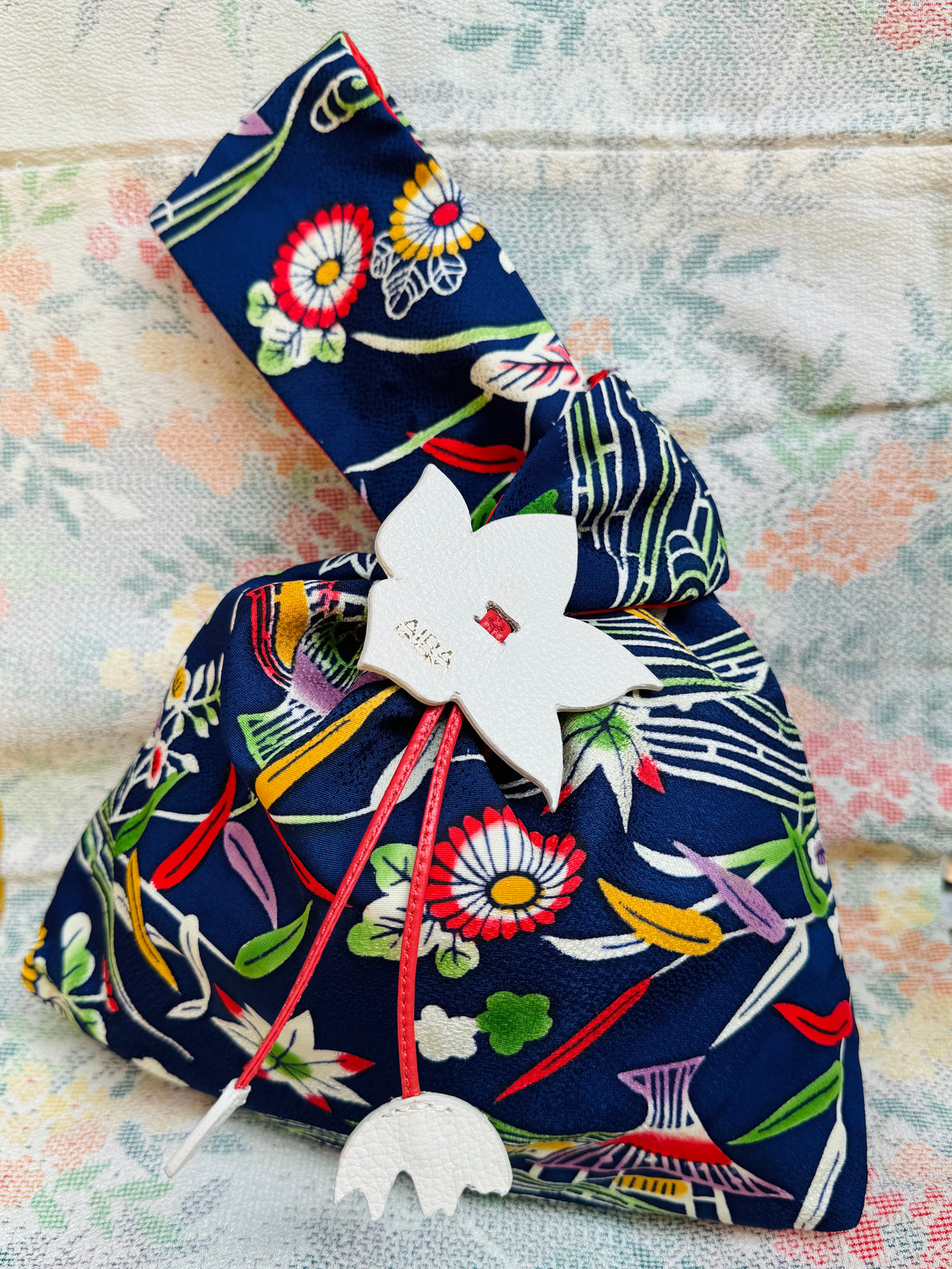 Knot Bag Okinawa Bingata Style Kimono Silk