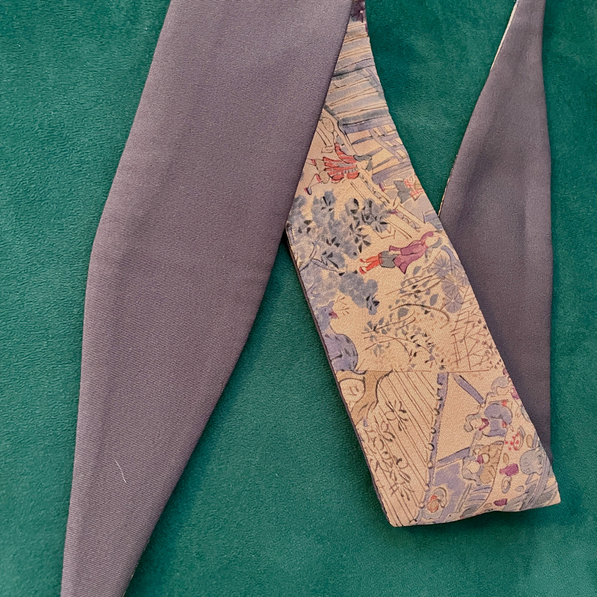 Kimono Belt Thin Mauve with Japanese Nature