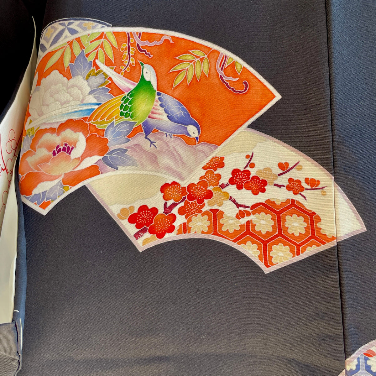 Haori Black with Japanese Fans in Silk