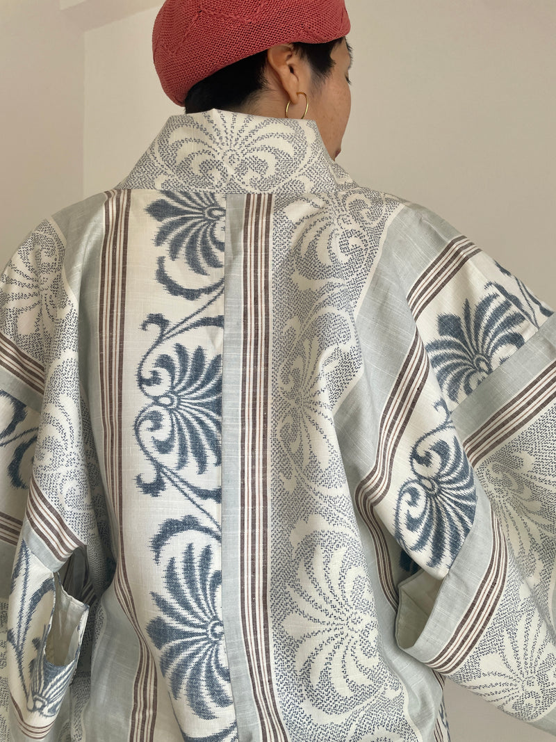 Haori Envelope Porcelain Blue Grey in Tsumugi Silk