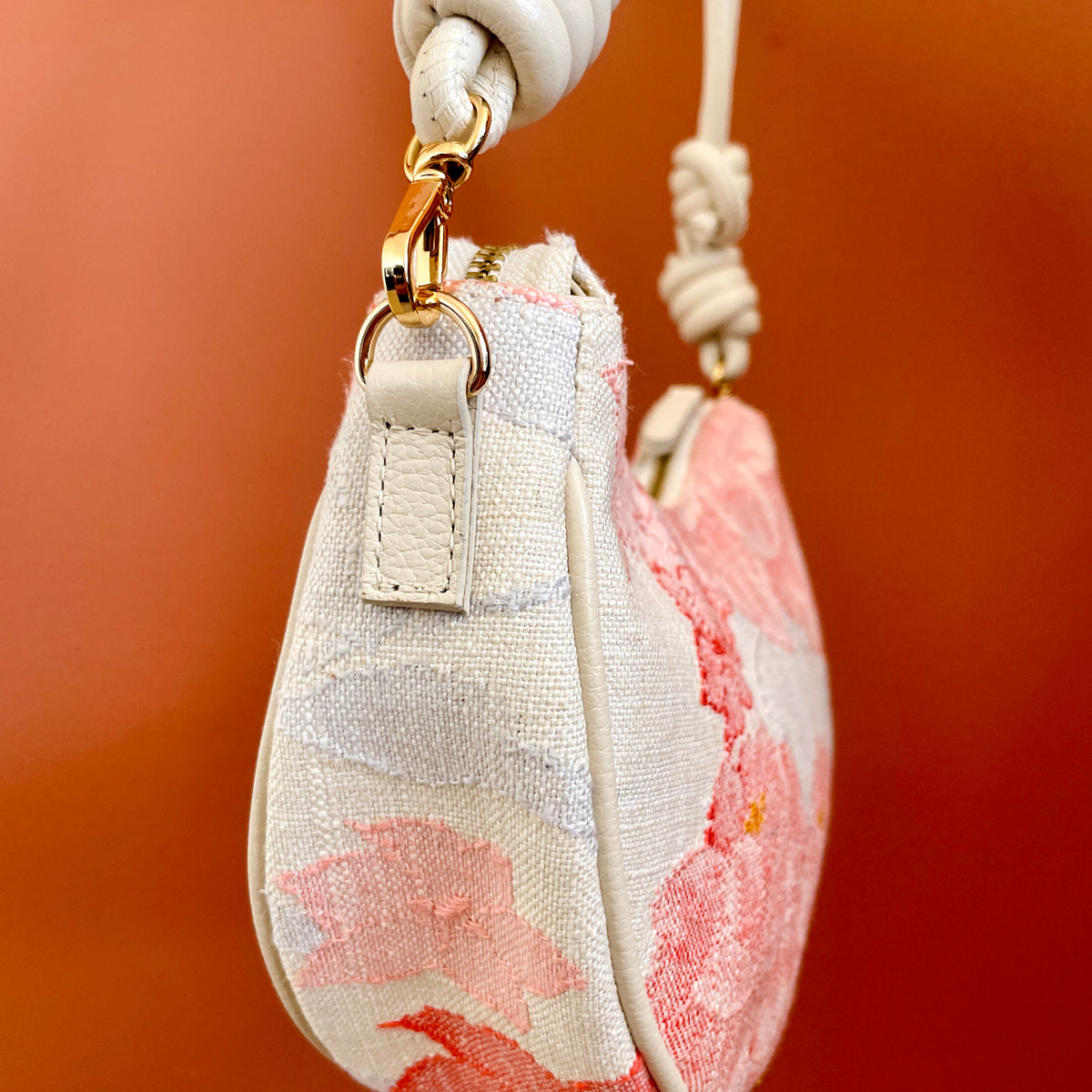 AIKO BAG Pink Spring Peonies from Japanese Obi Sash