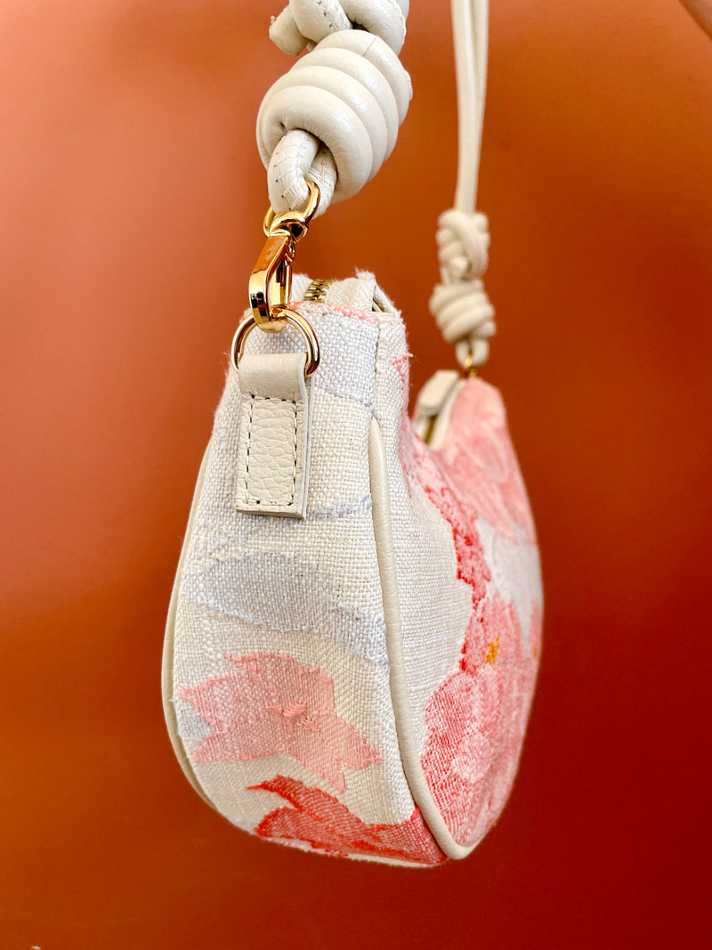 AIKO BAG Pink Spring Peonies from Japanese Obi Sash