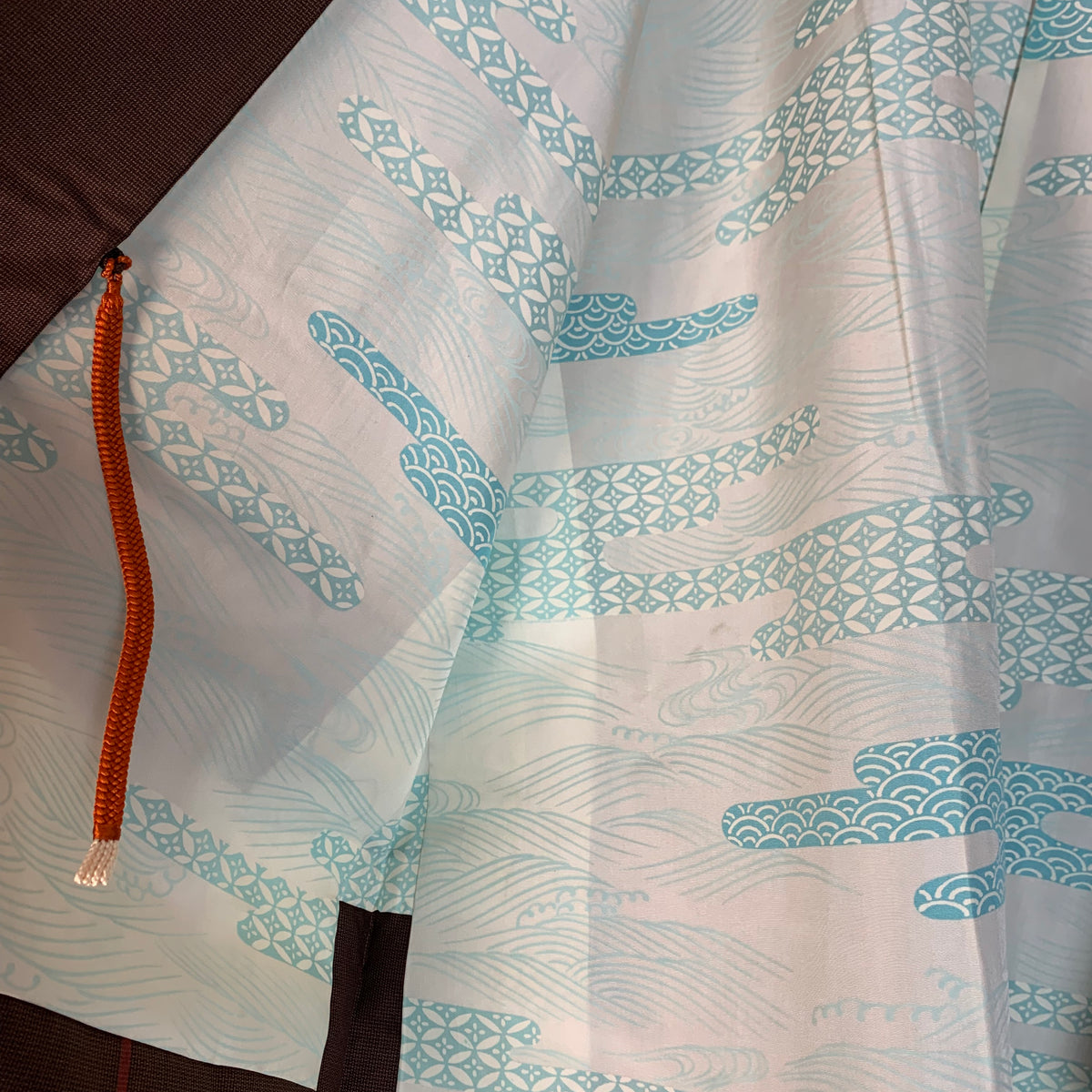 Haori Brown with Red Lines and Blue Interior