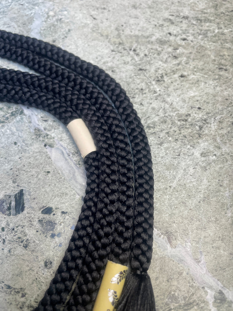 Obijime Belt Round Braid Black in Silk