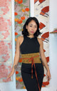 Asymmetrical Belt Made from Kimono Silk Fabric Green