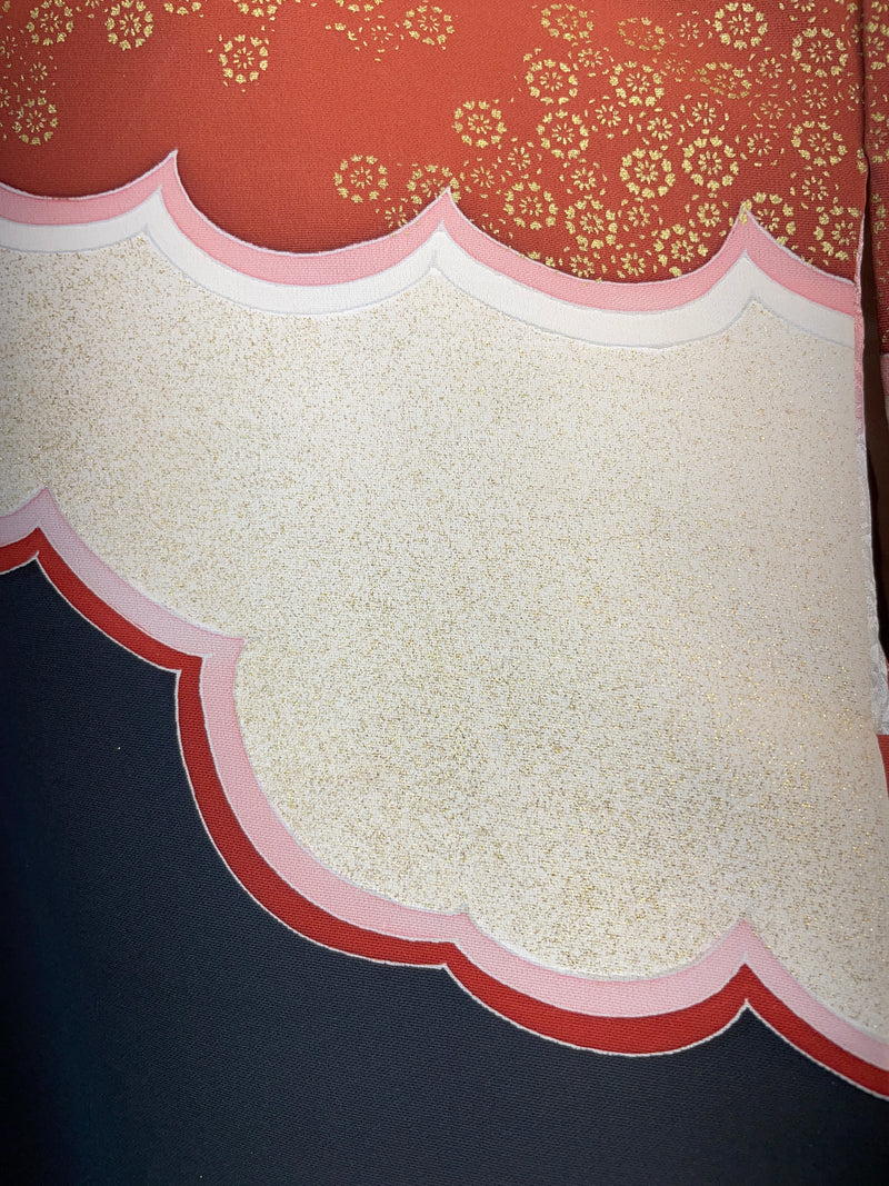 Haori Black and Pink Clouds