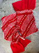 Scarf or Belt in Shibori Technique in Red Silk