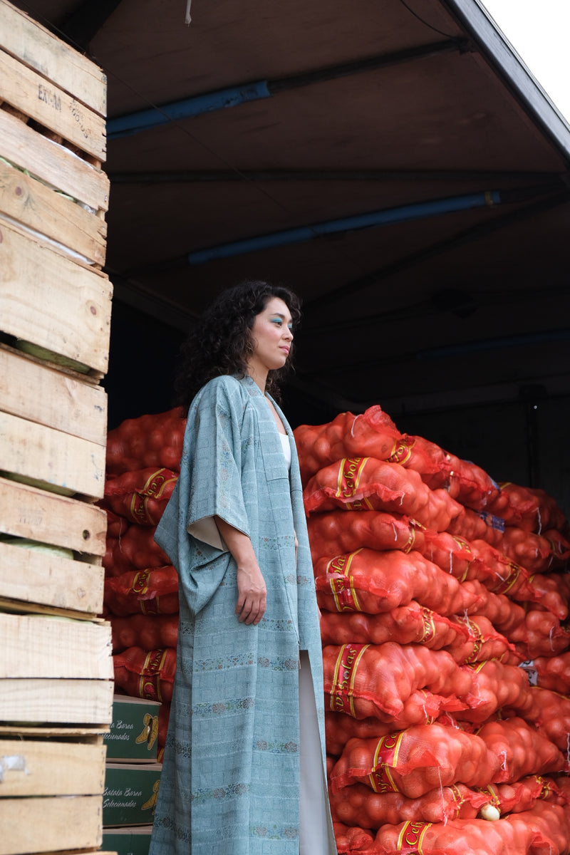 Kimono in Light Blue Silk
