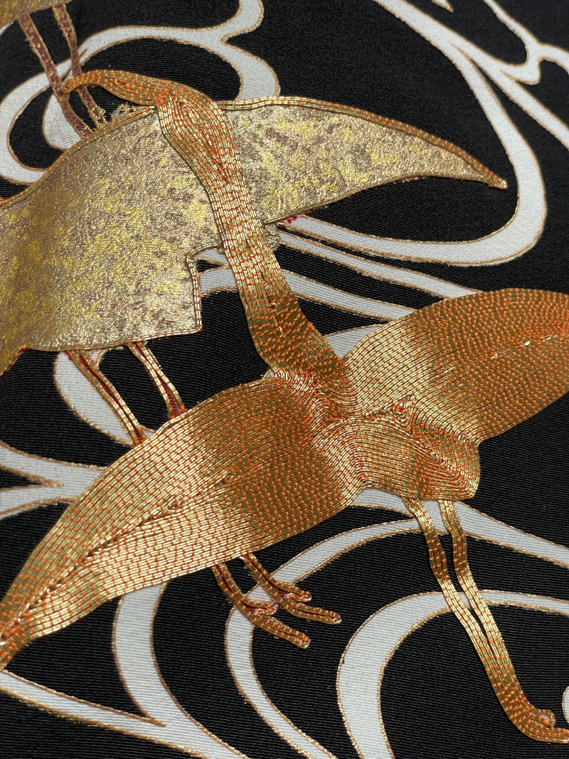 Kimono Tomesode Noface Black with Golden Tsurus