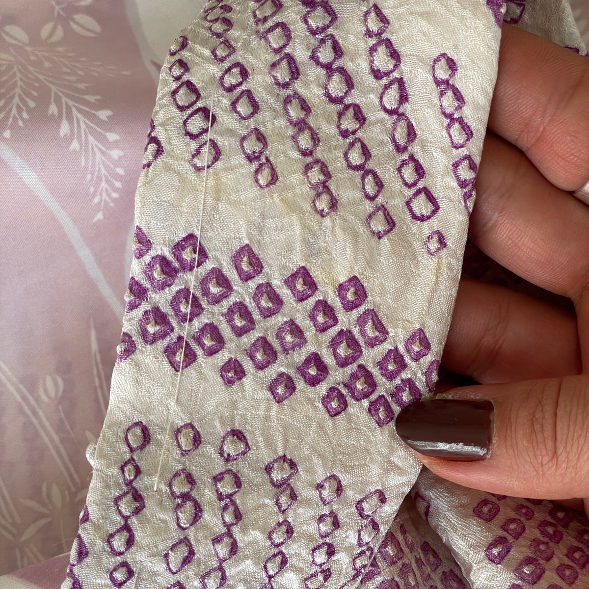Haori White with Shibori Technique in Purple Silk