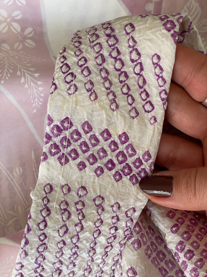 Haori White with Shibori Technique in Purple Silk