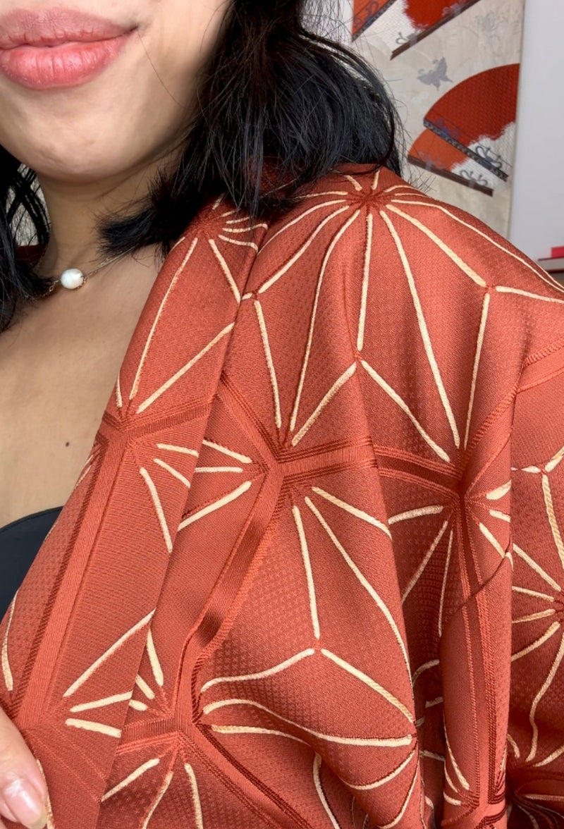 Haori Caramel Asahona Pattern with Textured SIlk