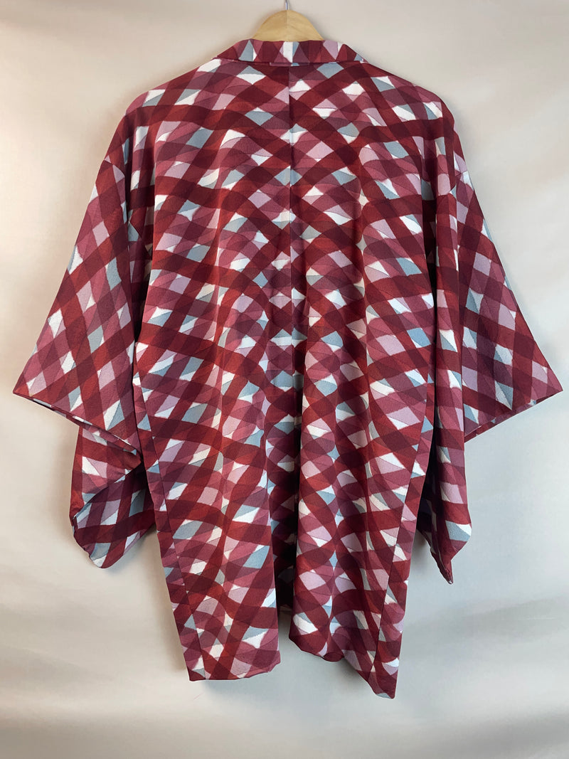 Haori Wine Checkered Watercolor