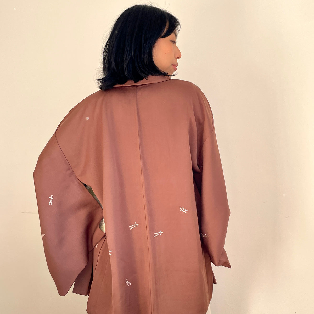 Haori Brown with Shibori Details in Silk