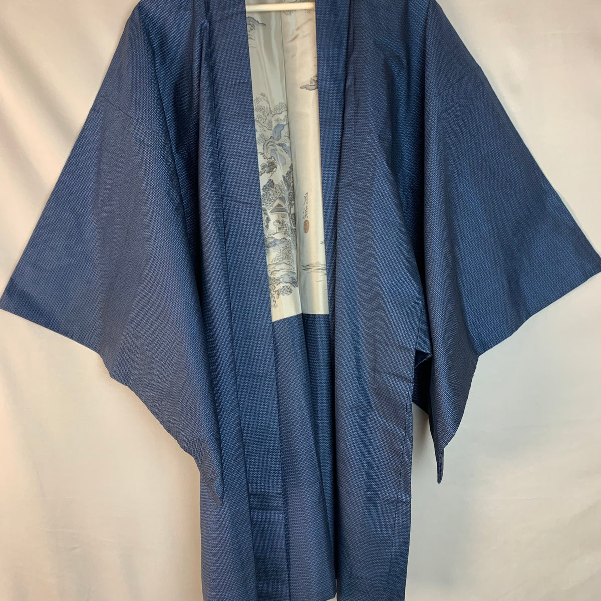 Haori Mens Oshima Tsumugi Silk with Art