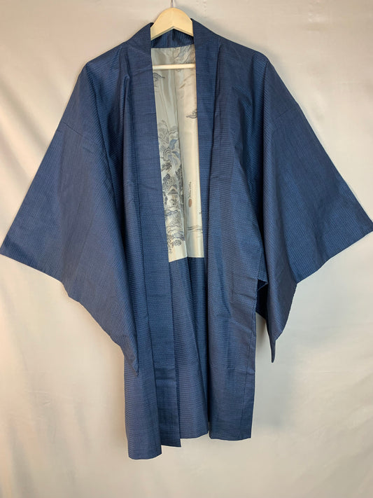 Haori Mens Oshima Tsumugi Silk with Art