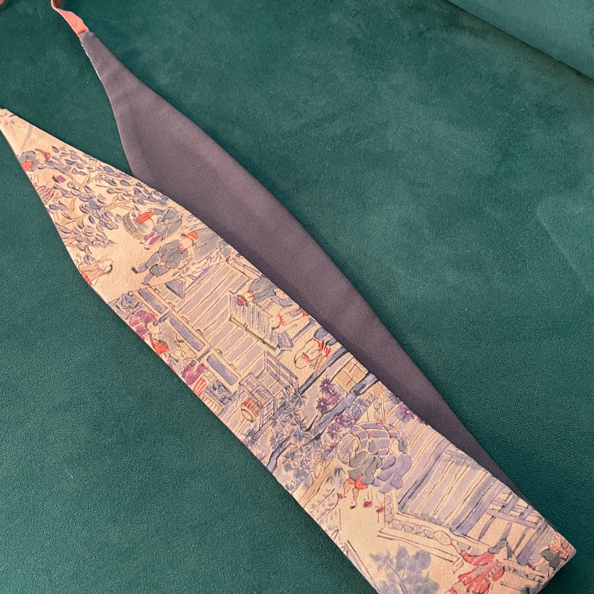 Kimono Belt Thin Mauve with Japanese Nature