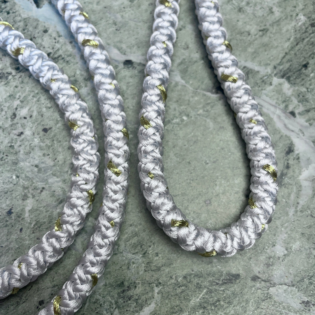 Obijime Round Braided Pale Blue with Gold in Silk