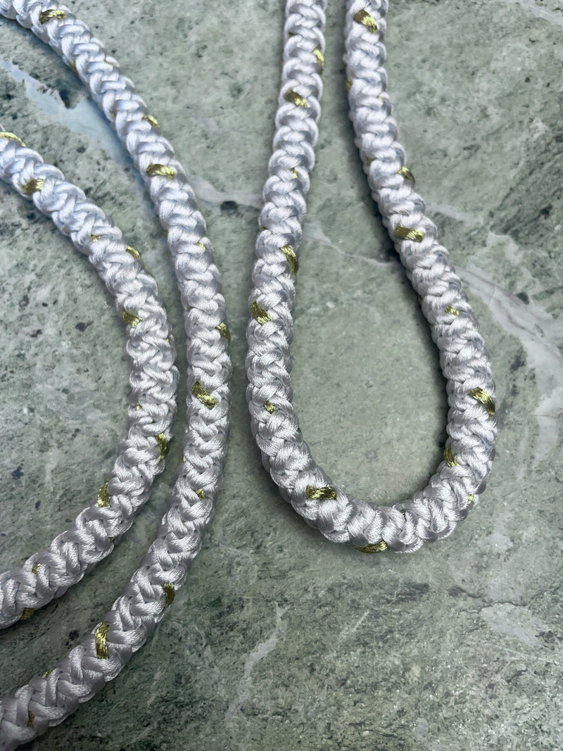 Obijime Round Braided Pale Blue with Gold in Silk