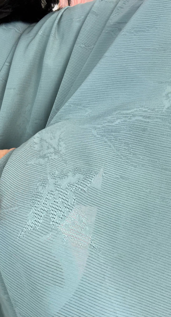 Kimono Summer Sheer with Leaves Blue in Silk