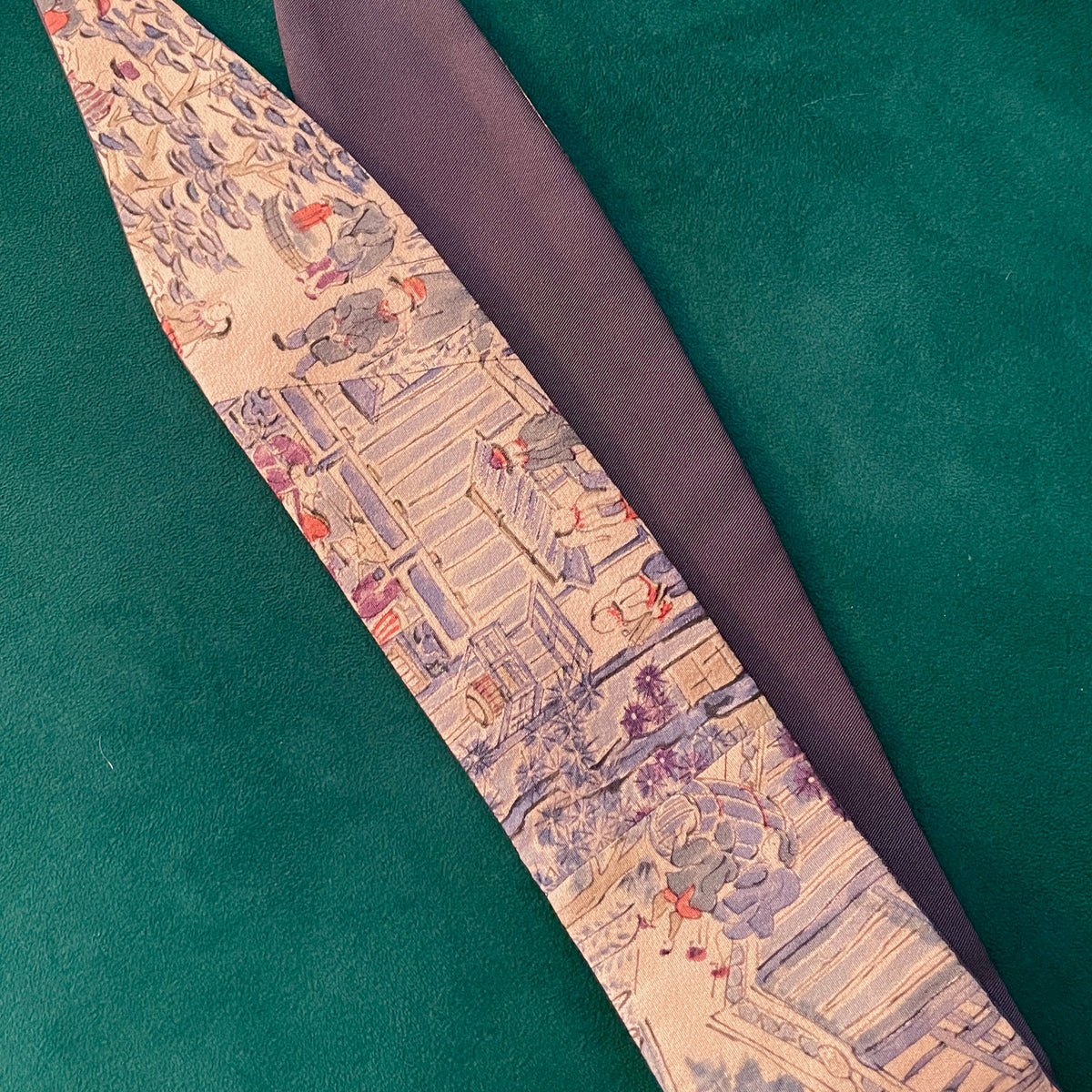 Kimono Belt Thin Mauve with Japanese Nature