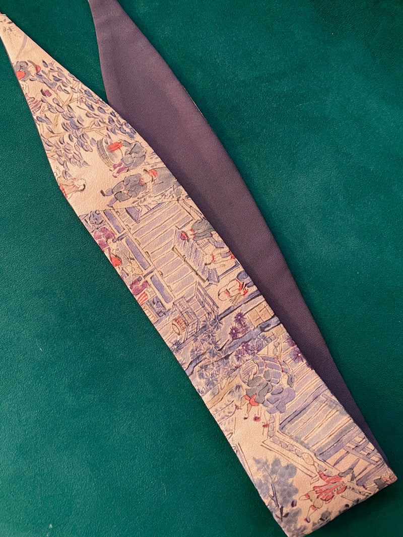 Kimono Belt Thin Mauve with Japanese Nature
