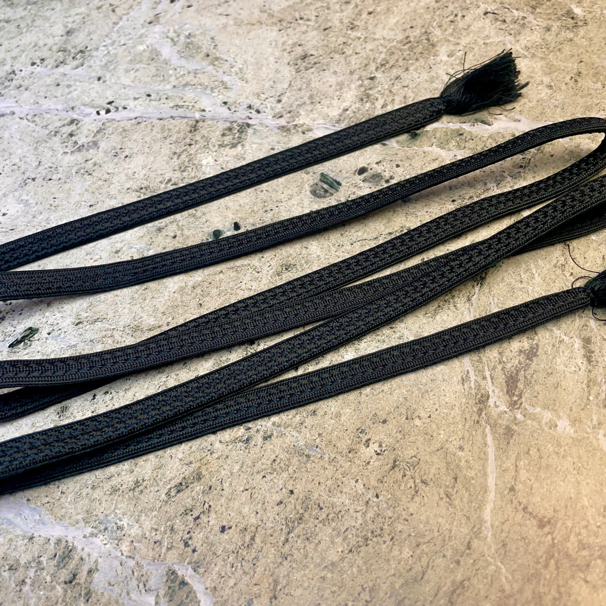 Obijime Belt Flat Black Braid in Silk