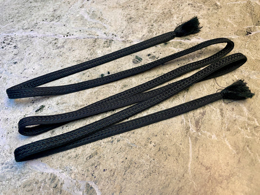 Obijime Belt Flat Black Braid in Silk