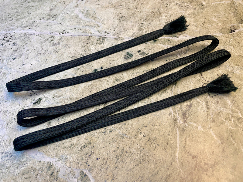 Obijime Belt Flat Black Braid in Silk