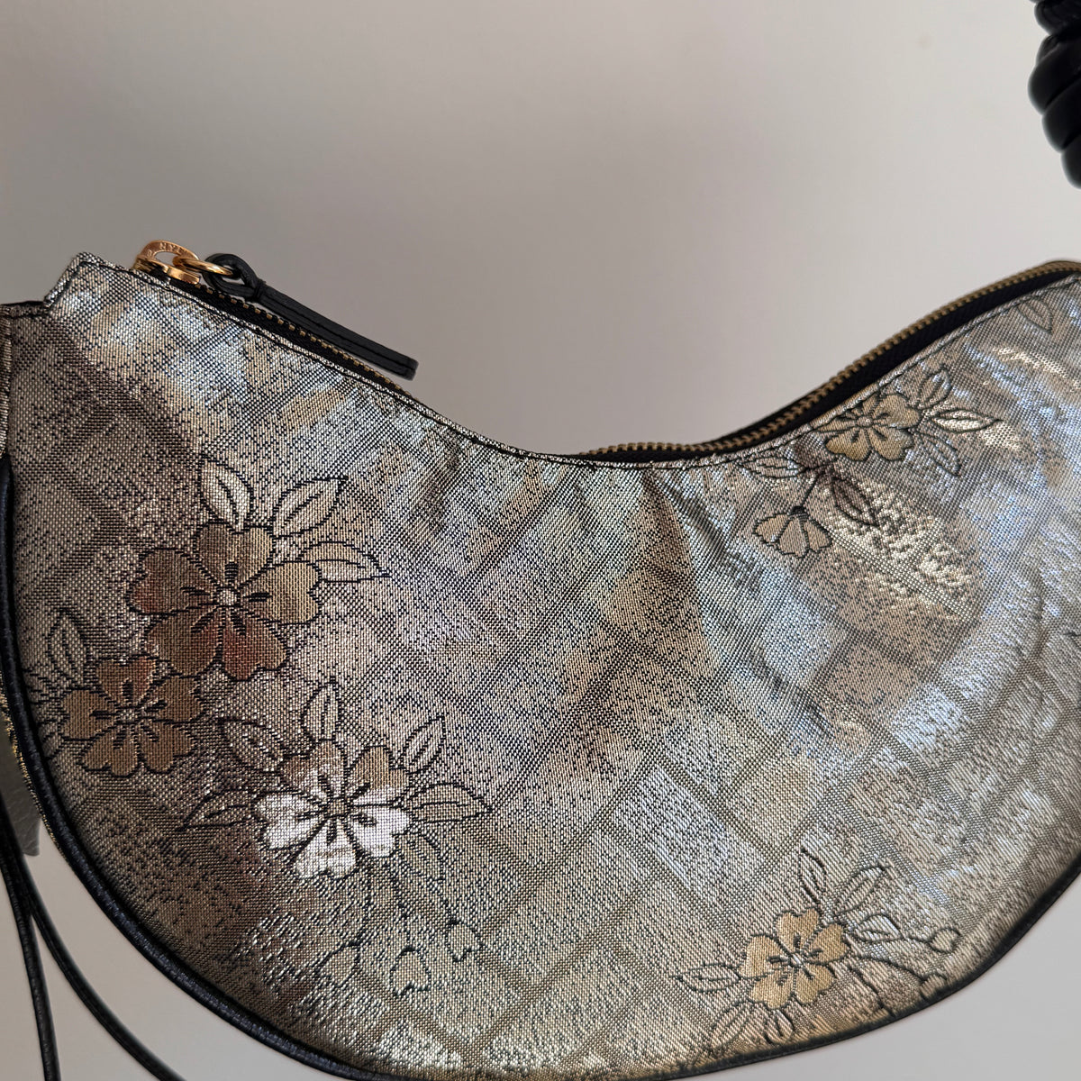 AIKO BAG Silver and Gold Sakura from Japanese Obi sash