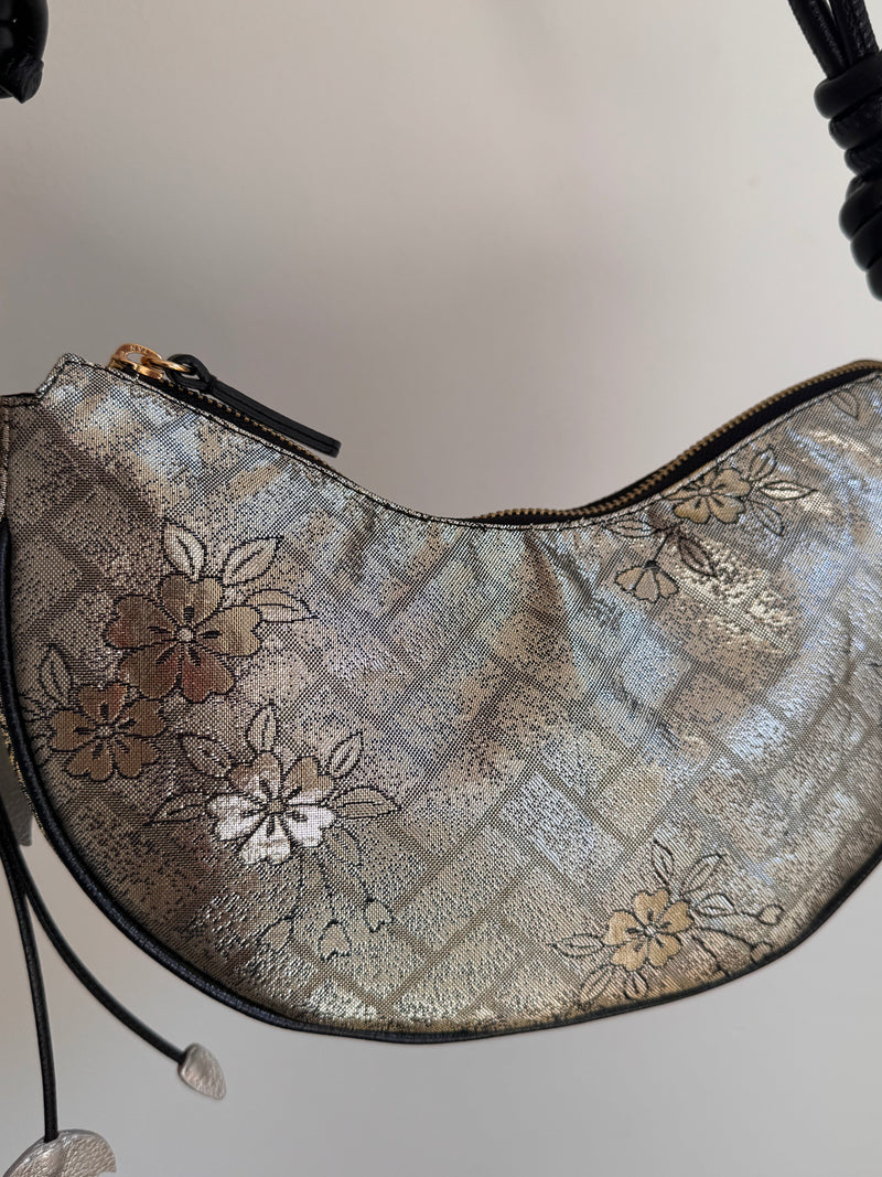 AIKO BAG Silver and Gold Sakura from Japanese Obi sash