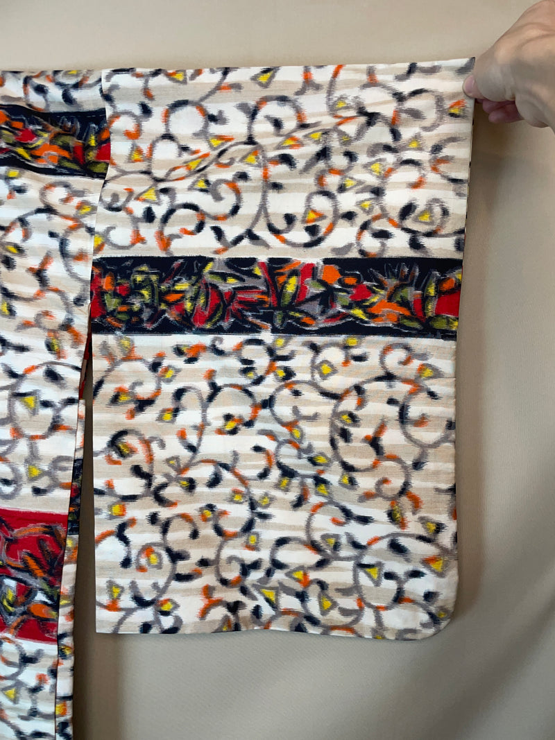 Haori Meisen Tsumugi Colorful Branches in Silk