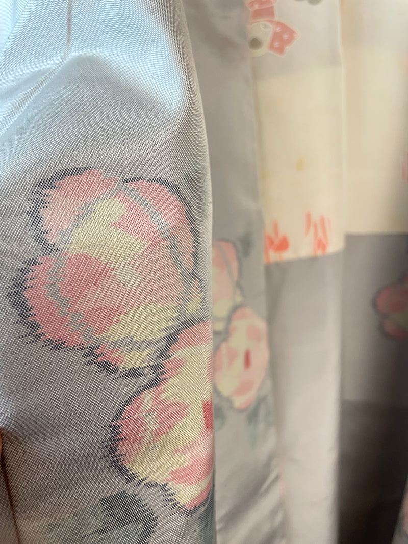 Haori Light blue Button flowers